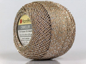 Camellia Fine Crochet Thread:  Camel/Silver