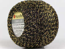 Load image into Gallery viewer, Camellia Fine Crochet Thread:  Black/Gold
