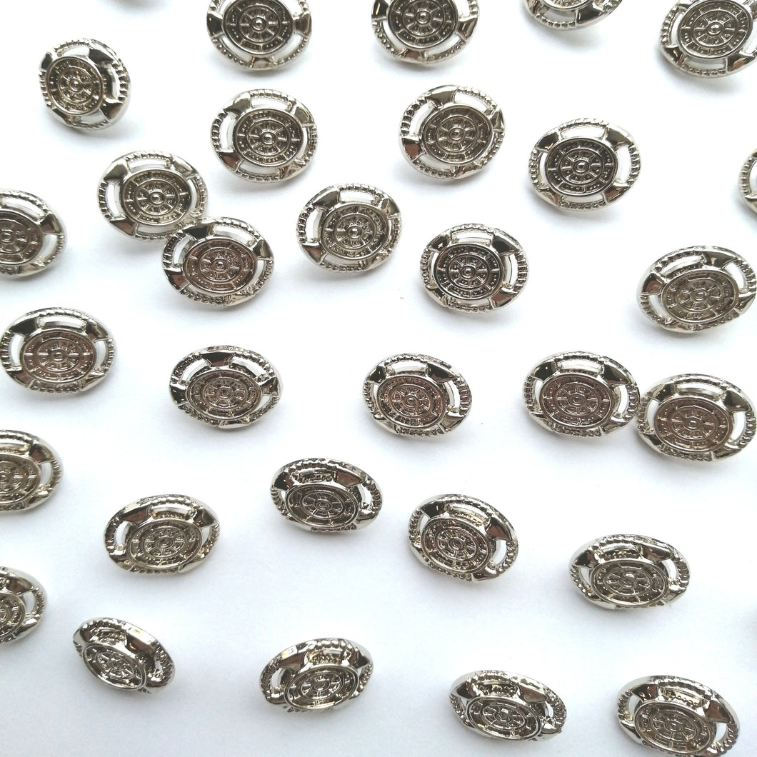 Round Silver Button - (18mm/15mm)