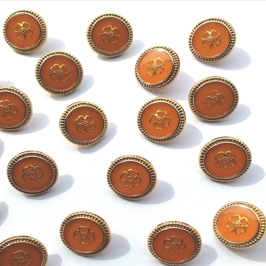 Gold/Burnt Orange Round Button (18mm)