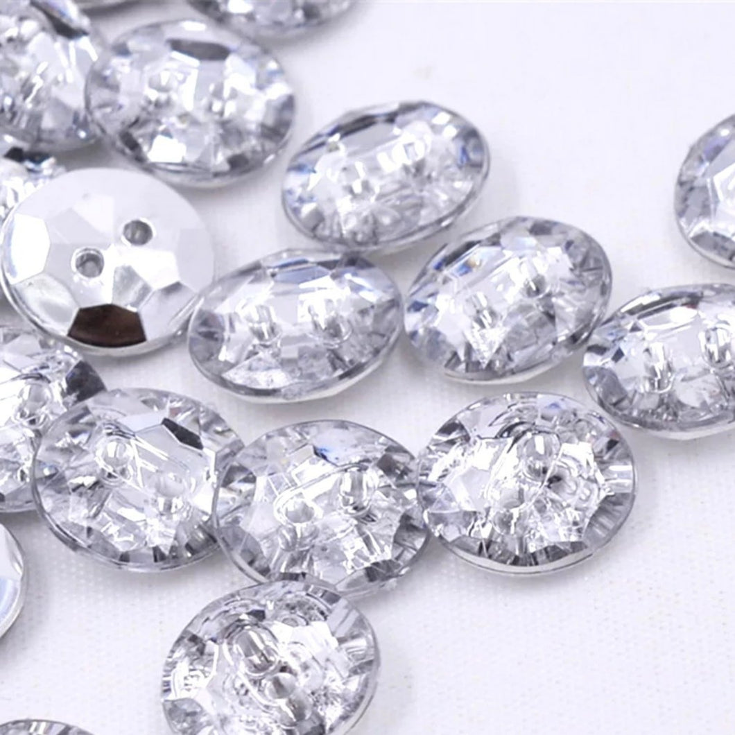 White Clear Rhinestone Button (15mm)