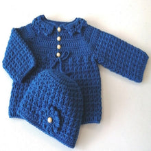 Load image into Gallery viewer, Little Collar Cardi and Daisy Hat Set: (3/6 months)
