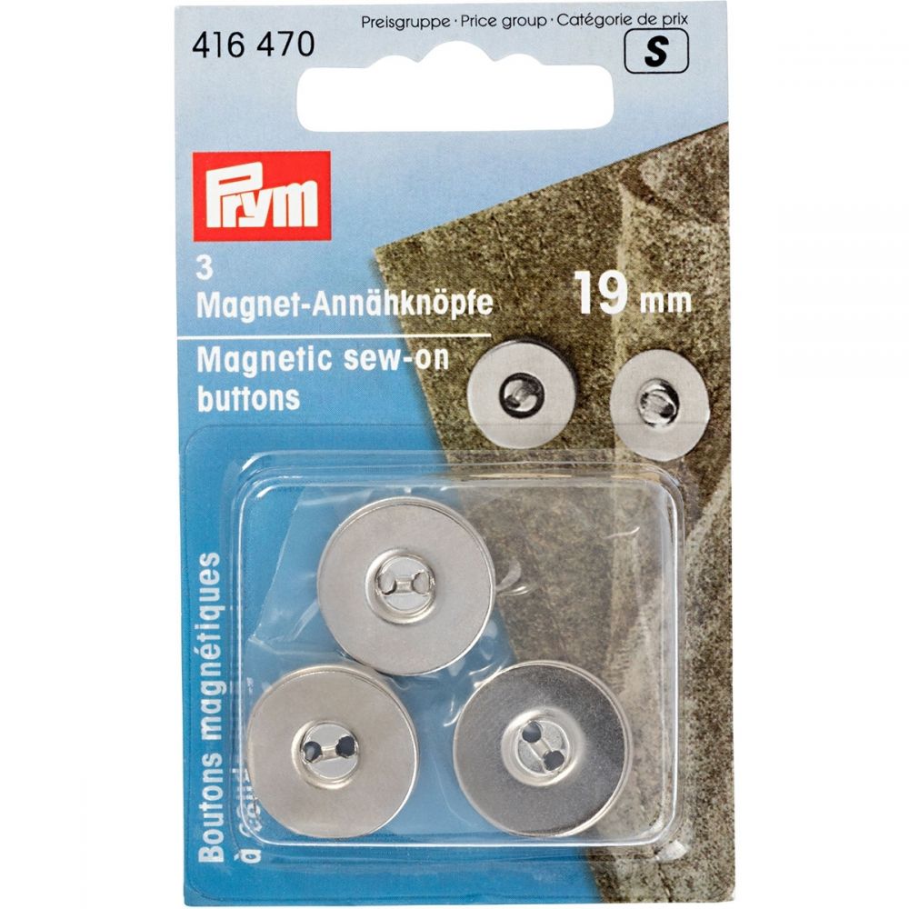 Prym Magnetic Sew-On Buttons:  (19mm/Silver)